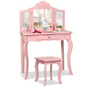 Kids Makeup Dressing Mirror Vanity Table Stool Set by LJGDeals