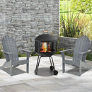 28 Inch Portable Fire Pit on Wheels with Log Grate-Black by LJGDeals