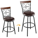 2 Pieces 24-30 Inch Adjustable PU Cushioned Swivel Barstools-Brown by LJGDeals