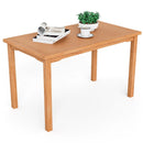 49 Inch Rectangle Patio Indonesia Teak Wood Dining Table with Slatted Tabletop Up to 6 by LJGDeals