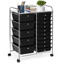 15-Drawer Utility Rolling Cart with Drawers Multi-Use Storage-Icecream Multicolor by LJGDeals