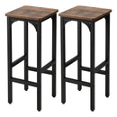 2 Pieces 28 Inch Dining Bar Chair Set with Footrest and Adjustable Pads-Rustic Brown by LJGDeals