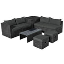 8 Pieces Patio Rattan Storage Table Furniture Set by LJGDeals