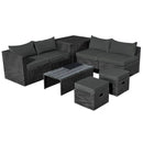 8 Pieces Patio Rattan Storage Table Furniture Set