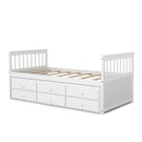 Twin Captain’s Bed with Trundle and 3 Storage Drawers by LJGDeals