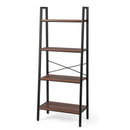 4-Tier Freestanding Open Bookshelf with Metal Frame and Anti-toppling Device-Rustic Brown by LJGDeals
