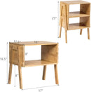 2 Pieces Bamboo Nightstand Sofa Table with Storage Shelf by LJGDeals