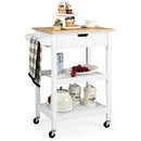 3-Tier Kitchen Island Cart Rolling Service Trolley with Bamboo Top by LJGDeals