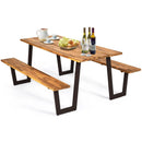 Patented 70 Inch Dining Table Set with Seats and Umbrella Hole by LJGDeals