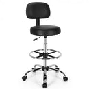 Swivel Drafting Chair with Retractable Mid Back and Adjustable Foot Ring-Black by LJGDeals