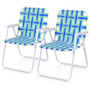 2 Pieces Folding Beach Chair Camping Lawn Webbing Chair by LJGDeals