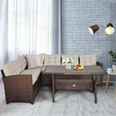 3 Pieces Hand-Woven Rattan Outdoor Sofa Set with Dining Table by LJGDeals