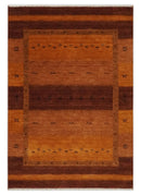 Custom Made geometrical Stripes Design Rust and Brown Hand loom wool Area Rug