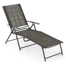 Patio Folding Chaise Lounge Chairs Recliner with 6-Level Backrest-Brown by LJGDeals