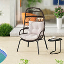 Patio Wicker Egg Chair Outdoor Rattan Lounge Basket with Seat and Back Cushions-Brown by LJGDeals