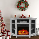 45" Corner Electric Fireplace TV Stands Console Table Insert 18" Electric Fireplace with 2 Metal Mesh Doors by ParrotUncle