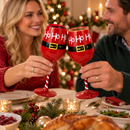 Ho Ho Ho Santa's Christmas Stemmed Wine & Water Glasses - Set of 2