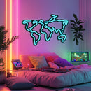 World Map Metal Neon Wall Art- LN0017