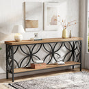 2-Tier Console Table, 70.9" Industrial Sofa Table Behind Couch