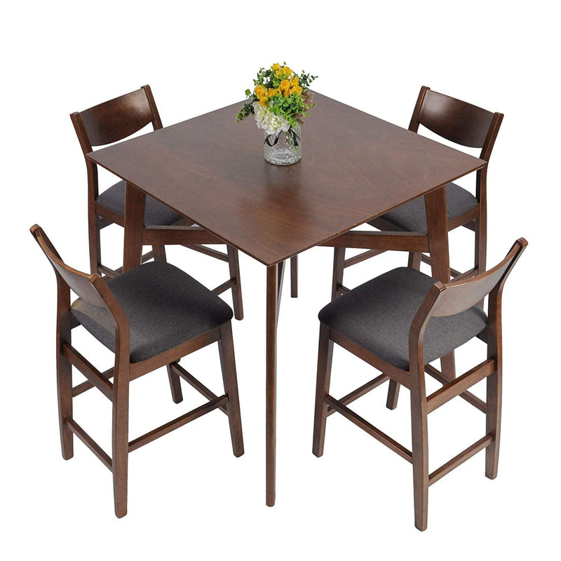 Modern Mid Century Style 5-Piece Counter Height Table Set with Pub Bar Stools