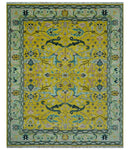 Custom Made Traditional Oushak Design mustard Hand Knotted Wool Area Rug