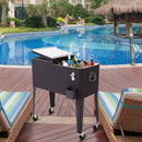 80QT Outdoor Party Portable Rattan Rolling Cooler Cart by LJGDeals