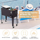 80QT Outdoor Party Portable Rattan Rolling Cooler Cart by LJGDeals