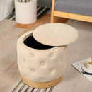 15" Tall Ottoman Velvet with Storage (Beige) by JHY DESIGN