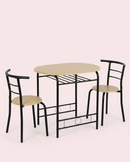 3-Piece Dining Set for 2 – Minimalist Wooden Table + 2 Metal Frame Chairs by 2Dropme