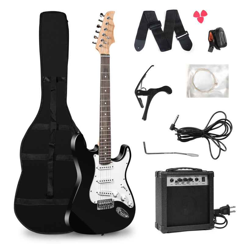 39.5" Full Size Electric Guitar Beginner Starter kit with 10w Amplifier, Black