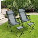 Set of 2 Patiojoy Patio Folding Dining Chair with Ottoman Set Recliner Adjustable-Gray by LJGDeals