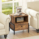 Nightstand with Charging Station and Drawer Sofa Side Table-Rustic Brown by LJGDeals