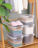 6PCS 8.5 Qt Clear Plastic Storage Boxes Stackable w Lock Lid & Handle by 2Dropme