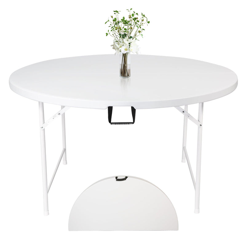 48" Round Plastic Folding Table for 4-6 Seats, White