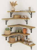 Rustic Corner Floating Shelves Set of 5 – Wall Mounted Wood Shelves by 2Dropme