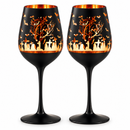 Crystal Halloween Stemmed Wine Glasses - Set of 2