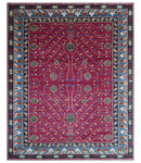 Custom Made Traditional Tribal Design Red And Blue Hand Knotted Wool Rug