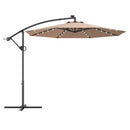 10 Feet 360° Rotation Solar Powered LED Patio Offset Umbrella without Weight Base-Gray by LJGDeals