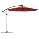 10 ft 360° Rotation Solar Powered LED Patio Offset Umbrella without Weight Base-Beige by DirectDeals