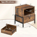 Nightstand with Charging Station and Drawer Sofa Side Table-Rustic Brown by LJGDeals