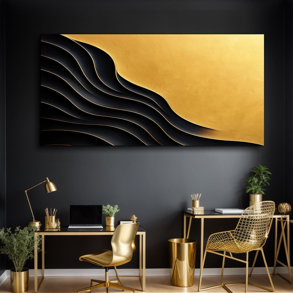 Black And Gold Minimalist Abstract XI, photo 3 of 10