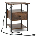 1/2 Pieces 3-Tier Nightstand with Charging Station and Drawer by LJGDeals