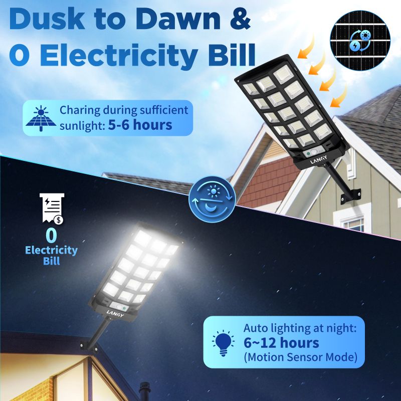 60W 90W Solar Outdoor Dusk to Dawn Lights with Remote Control