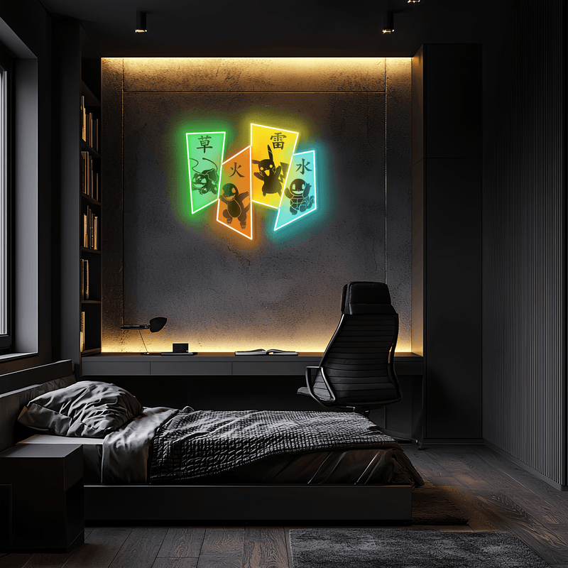 Pokemon Neon Sign, Uv Print Neon Art, Pika Uv Print Neon Sign, Neon Light,Neon Wall Art, Neon Sign,Neon Light Sign, Neon Gifts, Gift for Her