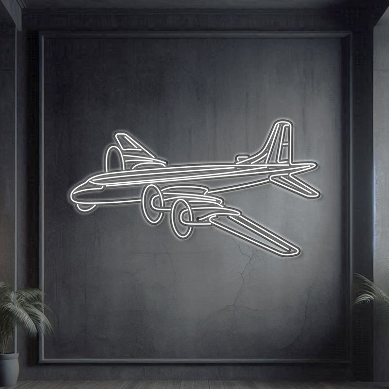 CP-107 Argus Angle Metal Neon Aircraft Wall Art - NCN0026