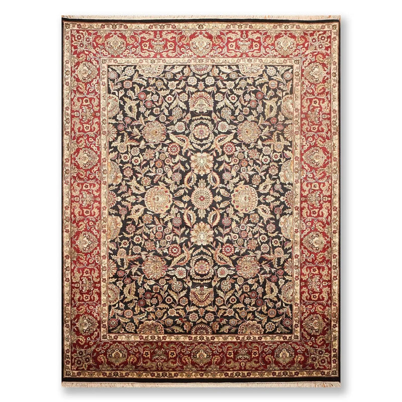 9x12 Black, Rust Hand Knotted Traditional 100% Wool Persian Oriental Area Rug