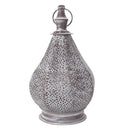 12''H Moroccan Metal Table Lamp Battery Powered Cordless Lamp with LED Fairy Lights Bulb
