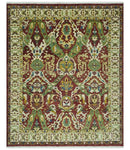 Maroon and Green Hand Knotted Traditional Large Design 8x10 wool area rug by The Rug Decor