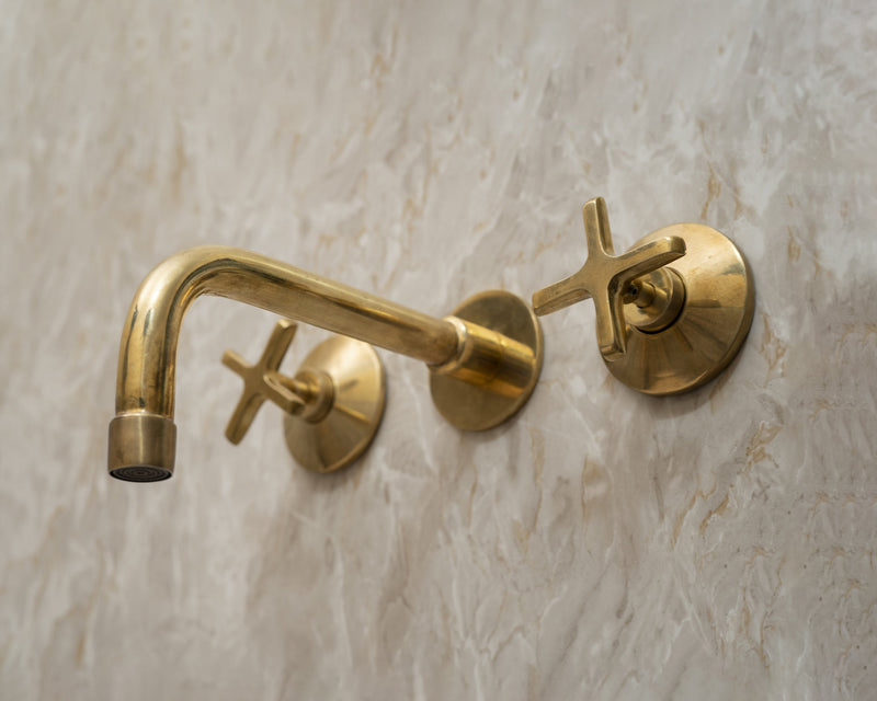 Unlacquered Brass Wall Mounted Bath Faucet