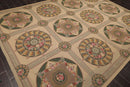 9x12 Beige Hand Hooked 100% Wool Traditional French Aubusson Oriental Area Rug